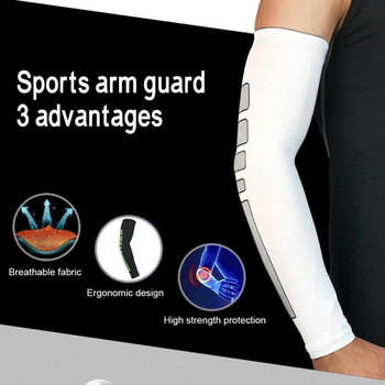 1 бр. Дишащи бързосъхнещи UV ръкави за ръце за бягане Баскетболна подложка за лакътя Фитнес предпазители за ръце Спортно колоездене Нагреватели за ръце 7