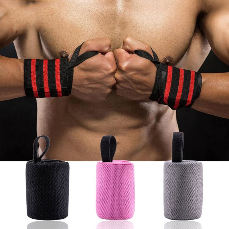 Támogatás Fitnesz Erőemelés Biztonsági kötszer Pakolások pántok Csuklótámasz Állítható pakolások Csuklópánt Pamut izzasztószalag