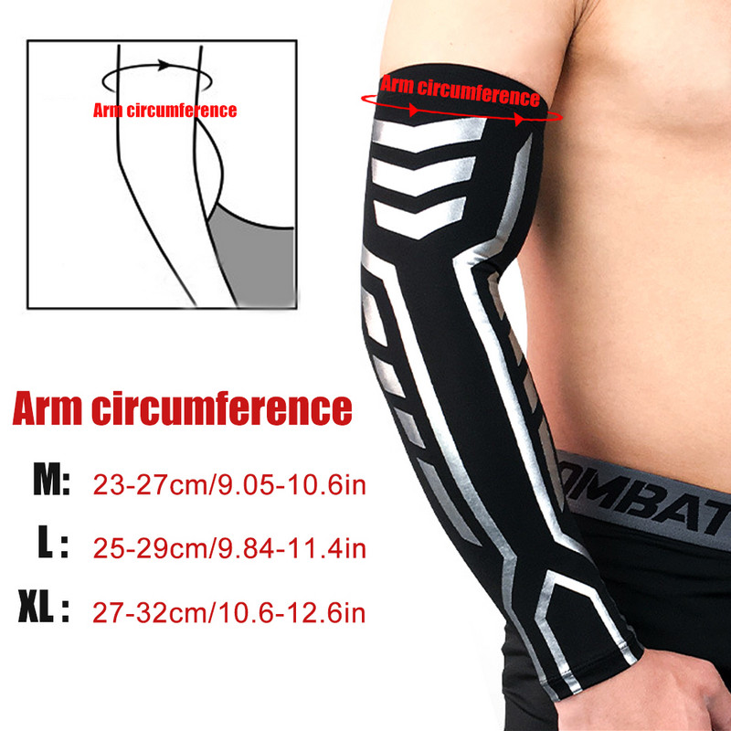 1 db Sport kompressziós kar ujjak, nedvességelvezető, nagy karmelegítők futáshoz, kerékpározáshoz, atlétikai vagy általános nők, férfiak számára