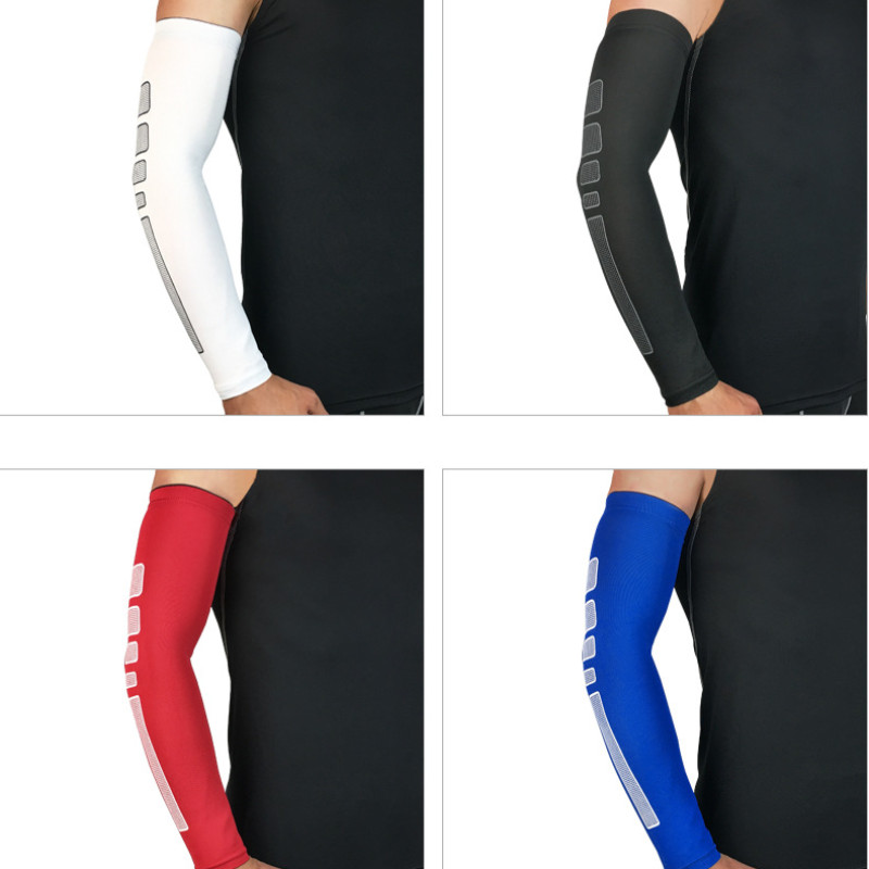 1 tk hingav kiiresti kuivav UV jooksev käevarrukad korvpalli küünarnukikaitsed fitness käekaitsmed spordi jalgrattakäte soojendajad 7