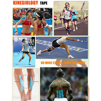 5M Водоустойчива дишаща памучна кинезиологична лента Спортна еластична ролка Адхезивна мускулна превръзка Лента за грижа за болката Протектор за коляно и лакът
