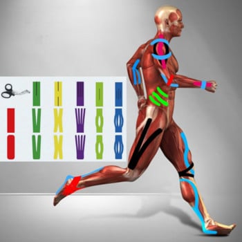 Еластична мускулна лепенка спортна лента кинезиологична лента мускулна лепенка за гърди превръзка фитнес зала Медицински мускулни болкоуспокояващи наколенки Протектор