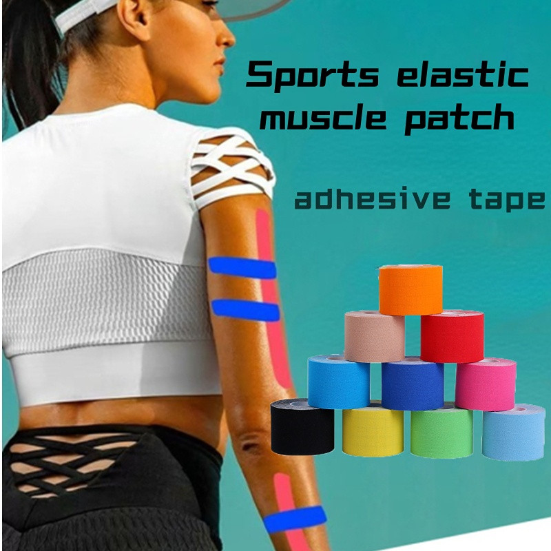Elastīga muskuļu plāksteris sporta lente kinezioloģiskā lente muskuļu krūšu plāksteris pārsējs sporta zāle Medicīniskā muskuļu sāpju mazināšana ceļgalu aizsargi