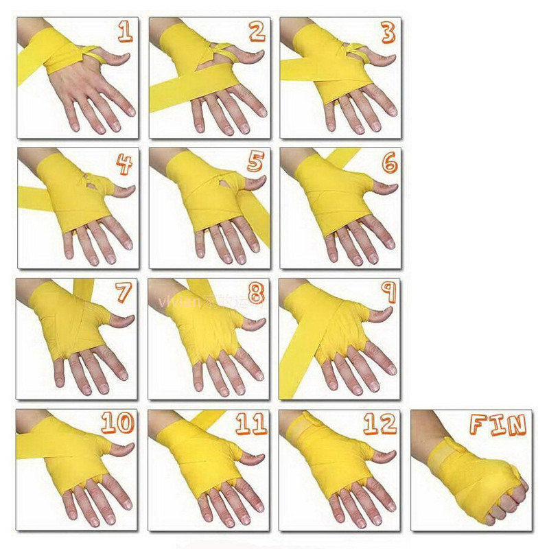 Medvilninis sportinis dirželis Fitneso bokso tvarstis Sanda Muay Thai Taekwondo Rankų pirštinės Apvyniojimai Bokso Rankų apvyniojimai treniruotėms Tvarsčiai