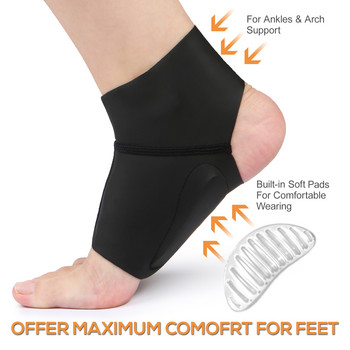 1 чифт скоба за поддръжка на свода с гел протектор за глезена Плоски чорапи с гел вложки Възглавница за стелка за облекчаване на болката в свода на глезена