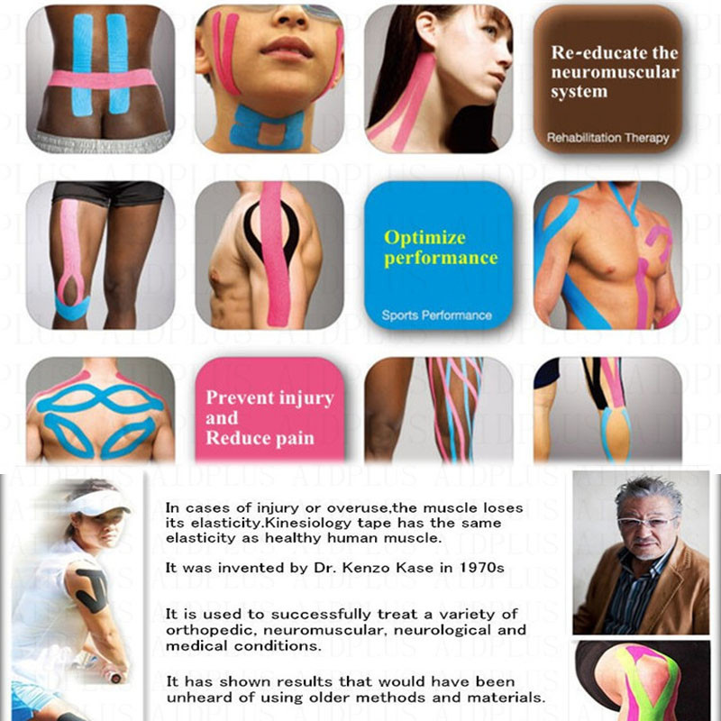 1 db kineziológiai szalag öntapadó sportos kötszer Sport helyreállító szalag pántoló Fitness futás térd izomvédő kötés