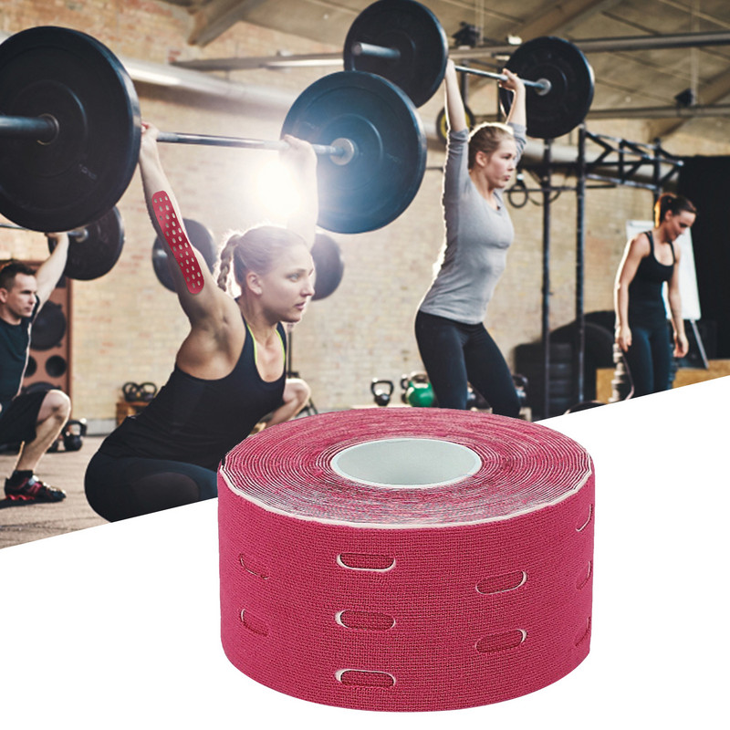 1 rolă de bandă de kinesiologie perforată, elastică, respirabilă, pentru sporturi sportive, susținere pentru genunchi pentru cot, ameliorarea mușchilor, recuperare