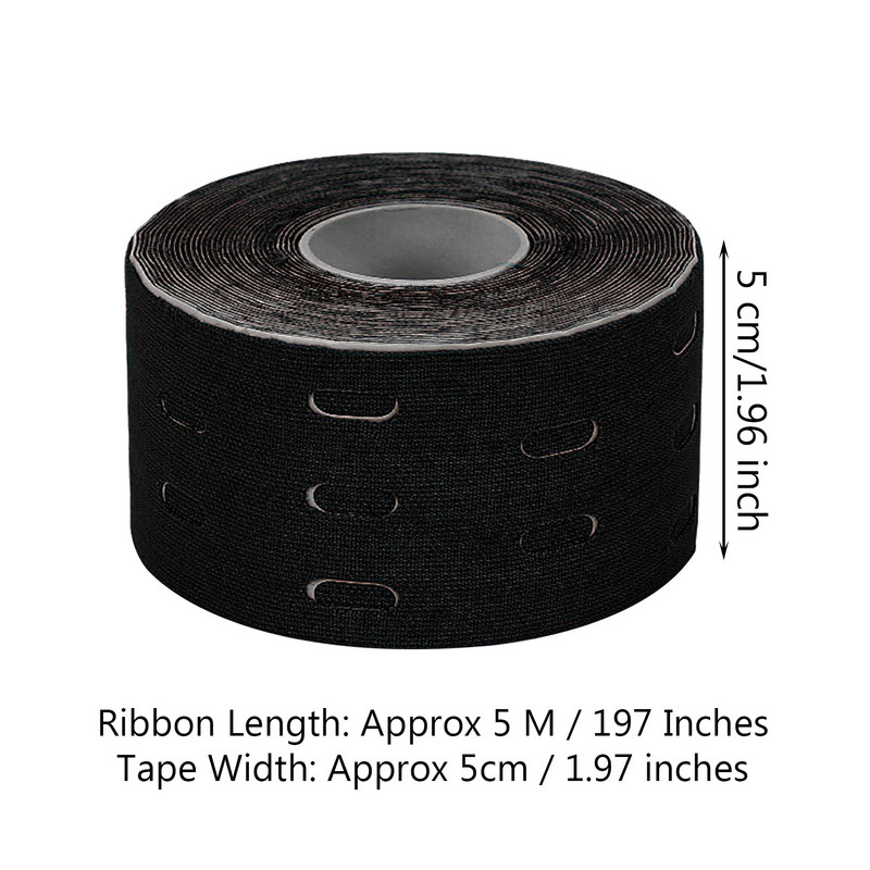 1 rolă de bandă de kinesiologie perforată, elastică, respirabilă, pentru sporturi sportive, susținere pentru genunchi pentru cot, ameliorarea mușchilor, recuperare