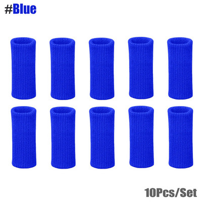 10 vnt / rinkinys Elastinės sportinės pirštų rankovės artrito atrama pirštų apsauga lauko krepšinio tinklinio teniso pirštų apsauga
