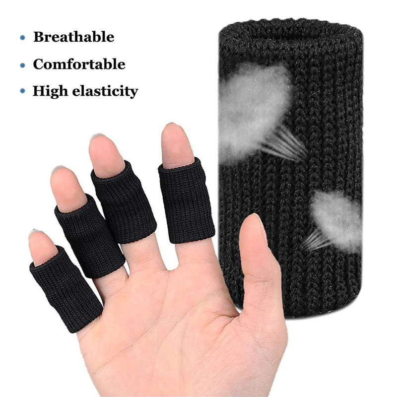 10 vnt / rinkinys Elastinės sportinės pirštų rankovės artrito atrama pirštų apsauga lauko krepšinio tinklinio teniso pirštų apsauga