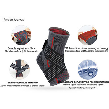 1Pcs Спортни чорапи за глезена Спортни чорапи Компресионен поддържащ ръкав Еластичен дишащ за възстановяване от наранявания Болка в ставите Поддръжка на глезена