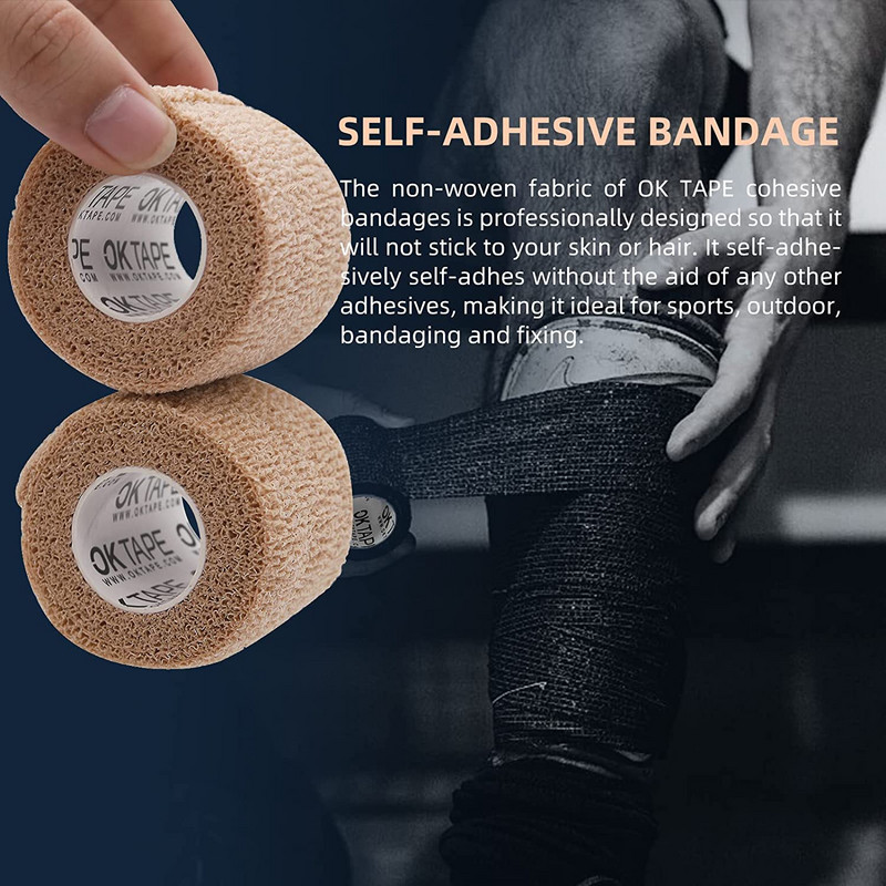 Kindmax Negru alb Bandaje sportive nețesute Bandaje elastice autoadezive pentru picior, deget, gleznă, braț