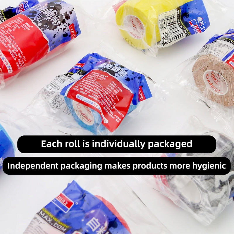 Kindmax Червени нетъкани спортни бинтове Еластични самозалепващи се бинтове за стъпало, пръст, глезен, нараняване на ръката, Спортна опора за наколенки