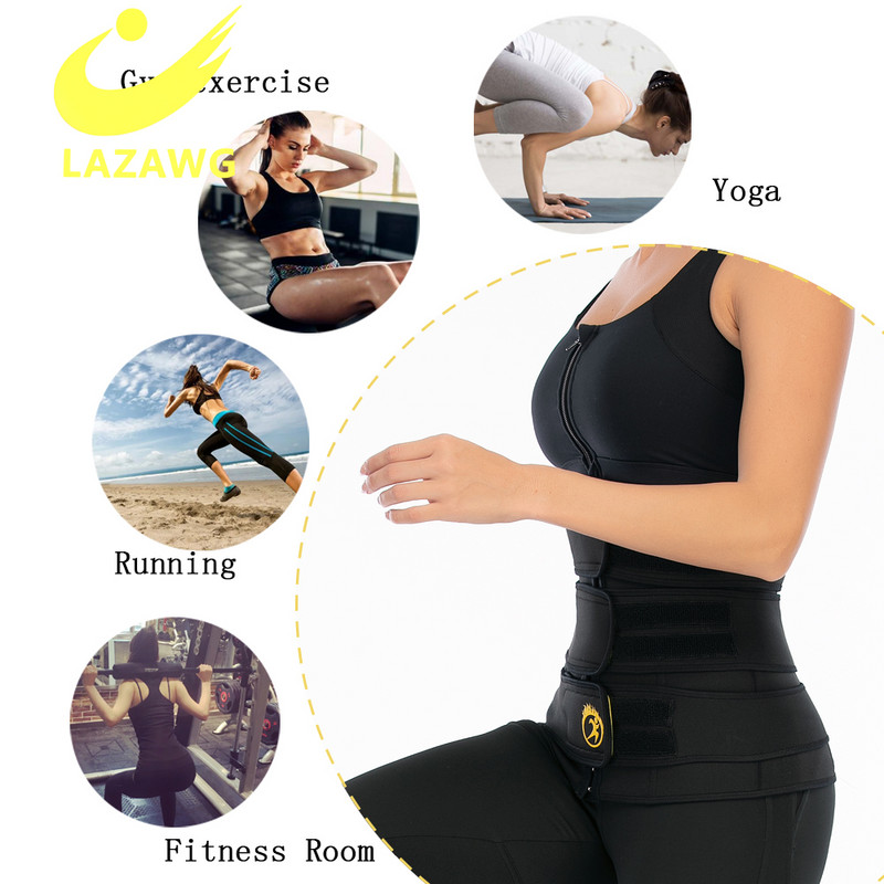 LAZAWG Bodi Shaper Waist Trimmer Women Sauna Waist Trainer Отслабване Fajas Reductoras Регулируем корсетен колан за изгаряне на мазнини