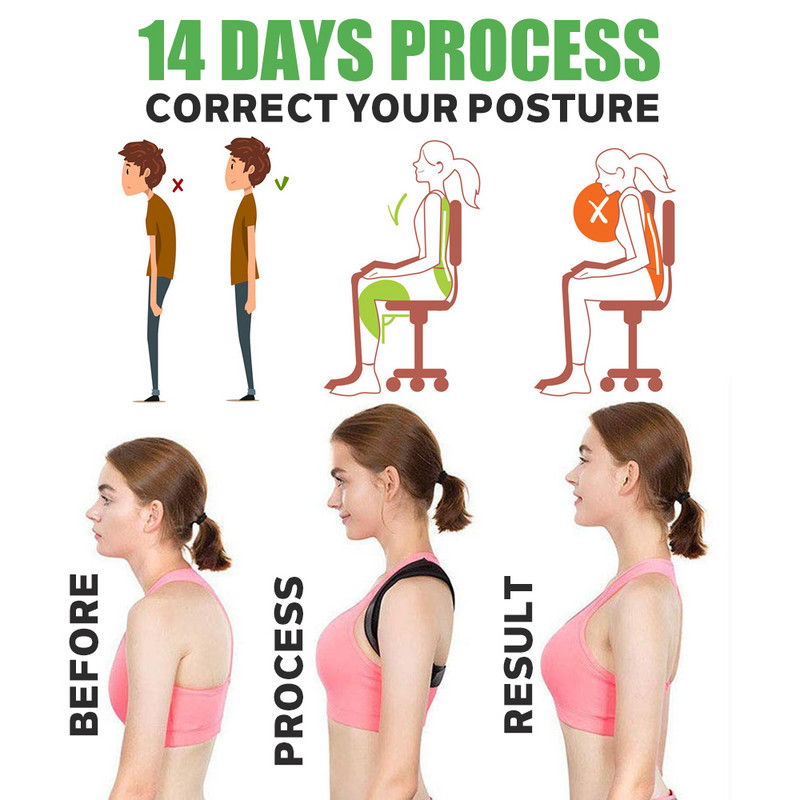 Testtartásjavító férfiaknak és nőknek – állítható felső hátmerevítő a kulcscsontra, hogy támogassa a nyakat, hátat és vállakat univerzálisan