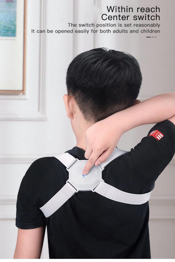 Мъже Жени Тренажор Корекция Облекчаване на болката Регулируем интелигентен коректор на стойката на гърба Интелигентна скоба за горната част на гърба Поддръжка на ключицата