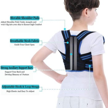 Детски коректор на стойката Подкрепа за гръбначния стълб за подобряване на прегърбването, предотвратяване на гърба, облекчаване на болки в гърба Тийнейджъри Момчета Момичета