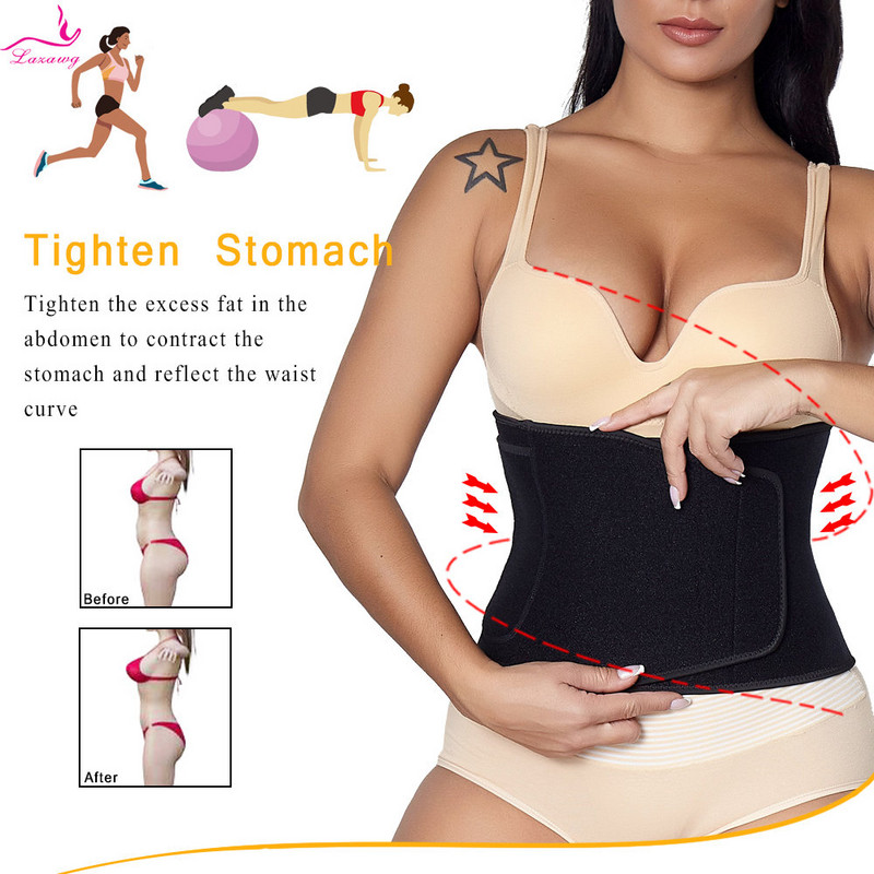 LAZAWG Antrenor de talie pentru femei, centură de slăbire, banda de transpirație fierbinte pentru burtă, brâu de fitness pentru femei, model pentru corp, controlul burticii, arderea grăsimilor
