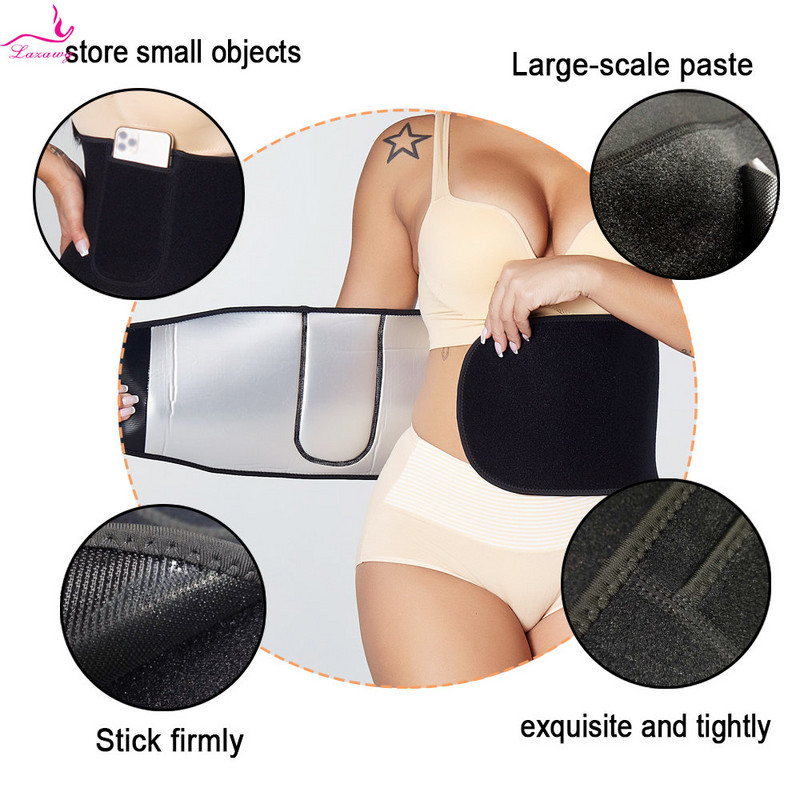 LAZAWG Antrenor de talie pentru femei, centură de slăbire, banda de transpirație fierbinte pentru burtă, brâu de fitness pentru femei, model pentru corp, controlul burticii, arderea grăsimilor
