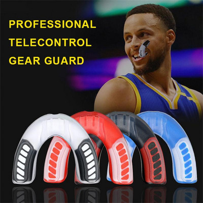 нов висококачествен силиконов предпазител за уста Мундщук Muay Thai Boxing Tae Kwon Basketball Sport White+red Shield Case Protector hot
