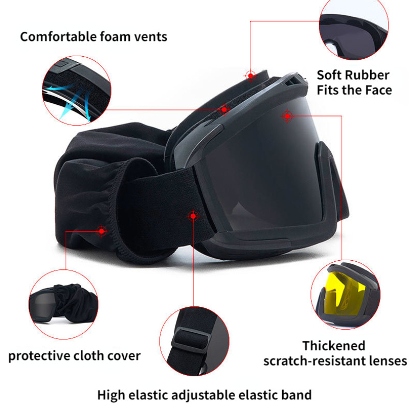 Airsofti taktikalised kaitseprillid 3 objektiiviga must kollakaspruun roheline tuulekindel tolmukindel motokrossi mootorrattaprillid CS paintballi ohutuskaitse