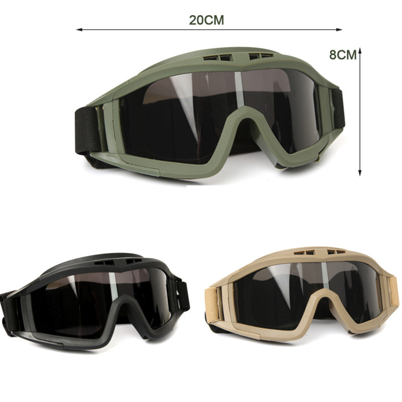 Airsofti taktikalised kaitseprillid 3 objektiiviga must kollakaspruun roheline tuulekindel tolmukindel motokrossi mootorrattaprillid CS paintballi ohutuskaitse
