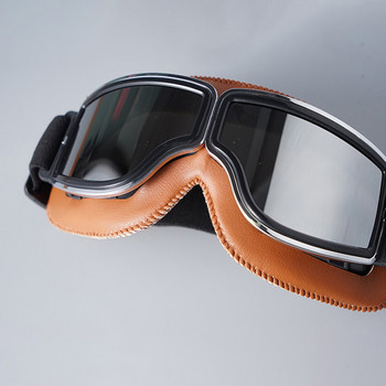Vintage γυαλιά μοτοσικλέτας Δερμάτινα ρετρό πιλοτικά μηχανάκια σκούτερ ποδηλάτης γυαλιά προστασίας ματιών Γυαλιά ηλίου ποδηλατικό κράνος γυαλιά