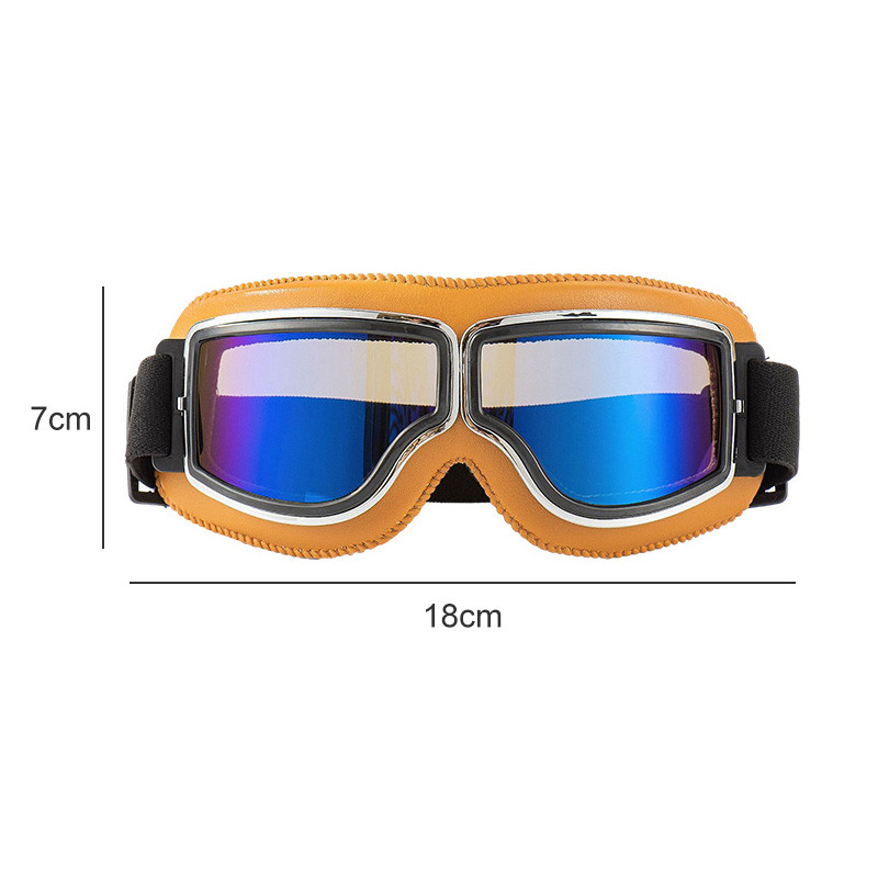 Винтидж мотоциклетни очила, кожени ретро пилот, мотоциклет, скутер, велосипедист, очила, защита на очите, слънчеви очила, велосипедна каска, очила