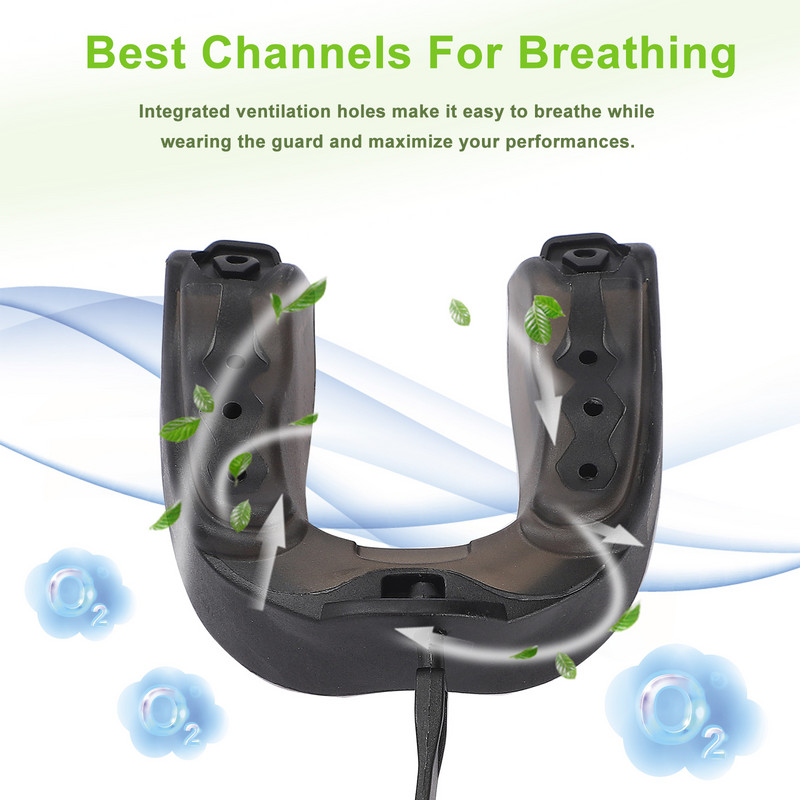 2db Mouth Guard Jégkorong Tartós EVA Légáteresztő Kosárlabda Football Szájvédő Zsinóros Sport Szájvédő Boxing