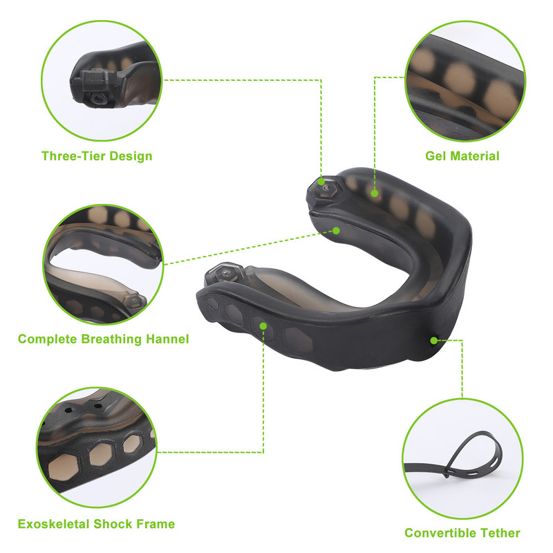 2db Mouth Guard Jégkorong Tartós EVA Légáteresztő Kosárlabda Football Szájvédő Zsinóros Sport Szájvédő Boxing