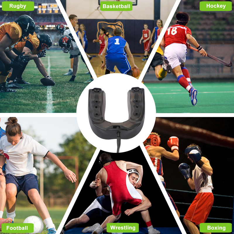 2db Mouth Guard Jégkorong Tartós EVA Légáteresztő Kosárlabda Football Szájvédő Zsinóros Sport Szájvédő Boxing