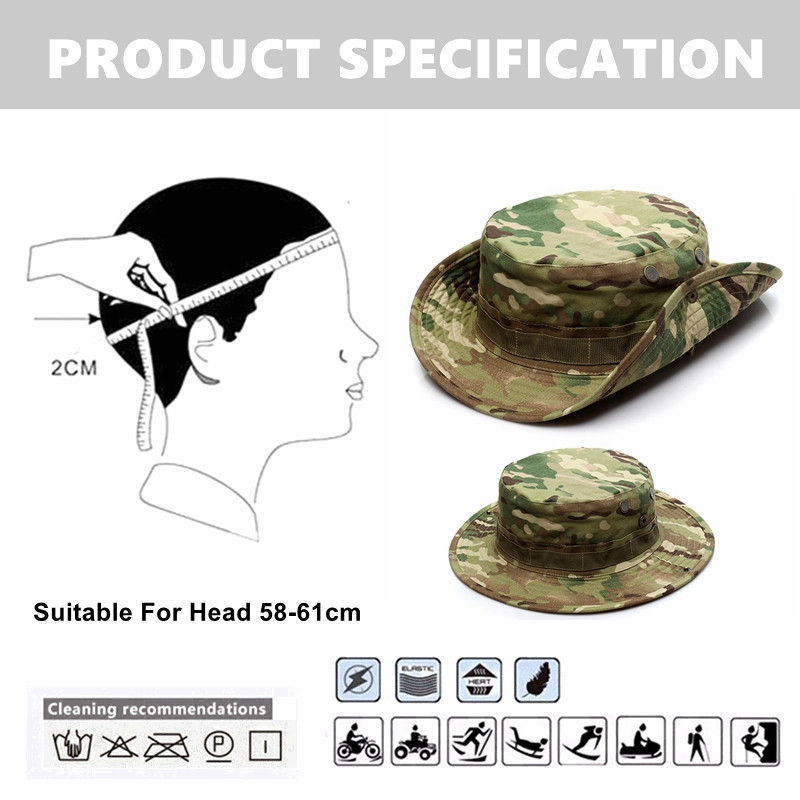 Multicam Boonie Hat Camo Karinė medžioklės kepurė lauke Žygiai Žvejyba Apsauga nuo saulės Žvejo taktinė vyrų armijos Camo kepurės
