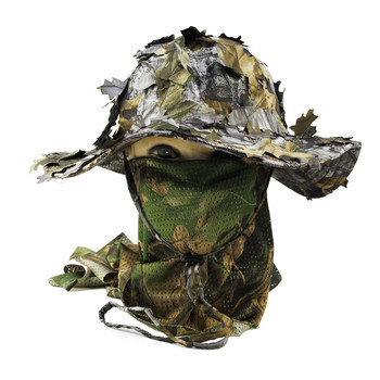 3D камуфлажни ловни шапки Sniper Bionic Военна тактическа балаклава Цялолицева маска Пейнтбол Airsoft Boonie Hat Army Multicam