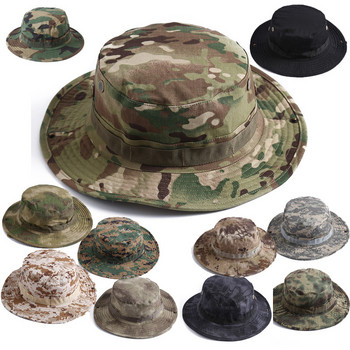 Камуфлажна тактическа шапка Военна шапка Boonie Шапки на американската армия Камуфлажни мъжки спортове на открито Sun Bucket Cap Риболов Туризъм Ловни шапки 60CM