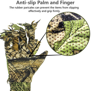 3D Leafy Camo Gloves Elastic Αντιολισθητικό Ολόσωμο Δάχτυλο Γάντι για Tactical Outdoor Bird Watching Hunting Summer Camouflage Gloves Men