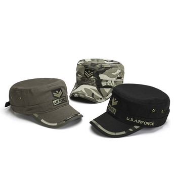 Черни вталени шапки с плосък връх за мъже, регулируема обиколка на главата, шапка на камион, летен сенник, памучна къмпинг шапка за лов