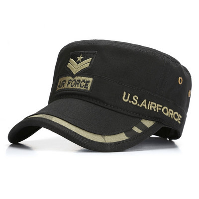 Pălărie neagră cu vârf plat pentru bărbați, cu circumferința reglabilă a capului, pălărie de camioner, umbrelă de soare de vară, șapcă de vânătoare din bumbac