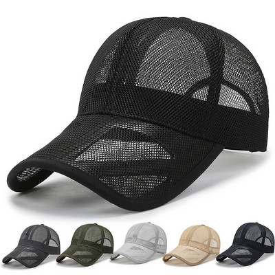 Мъже, жени, лятна пълна мрежеста бейзболна шапка, дишаща, регулируема охлаждаща слънцезащита, мъжка шапка, шапка за спорт на открито, голф, бягане