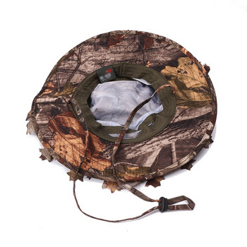 Τρισδιάστατο Unisex Καμουφλάζ Bionic Leaf Hat Hunting Jungle Woodland Fishing Camo Sniper Archery Cap Ρυθμιζόμενο