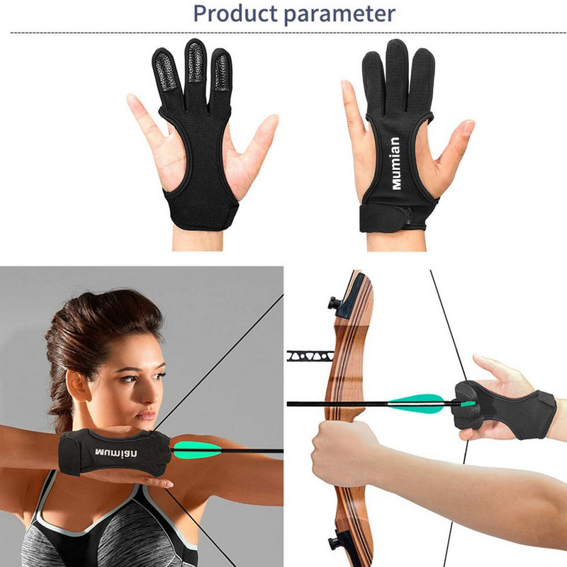 Šaudymo iš lanko pirštinės, odinės pirštų galiukai, neslidžios, kvėpuojančios 3 pirštų šaudymo iš lanko pirštinės, medžioklės pirštų apsauga, medžioklės priedas