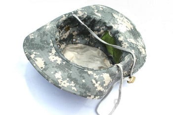 Καπέλο Tactical Hunting Boonie Military Camo Bucket Sun Cap αδιάβροχο ψάρεμα Υπαίθριο κάμπινγκ Καπέλα ψαρά με κορδόνια