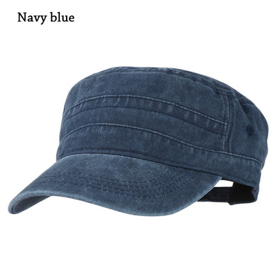 Vīriešu mazgātas nomāktas armijas cepures ikdienas kokvilnas plakana beisbola cepure Regulējama elpojoša kadetu cepure Pavasara vasaras sauļošanās cepures