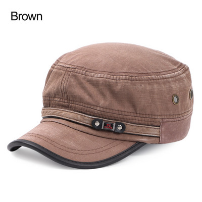 Vīriešu mazgātas nomāktas armijas cepures ikdienas kokvilnas plakana beisbola cepure Regulējama elpojoša kadetu cepure Pavasara vasaras sauļošanās cepures