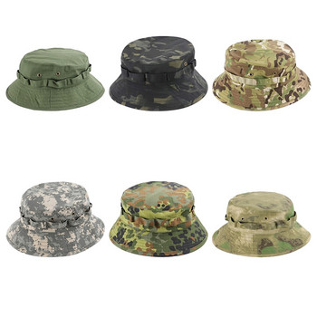 Boonie Hat Military Tactical Bucket Καπέλα για Safari Άντρες Γυναικεία Κυνήγι Ψάρεμα υπαίθριο καμουφλάζ καμουφλάζ βαμβακερό αντηλιακό καπέλο