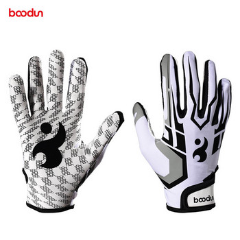 Boodun 1 чифт ръкавици за ръгби, цял пръст, противоплъзгащ гел, бейзболни ръкавици за американски футбол, спортни ръкавици на открито за мъже, жени