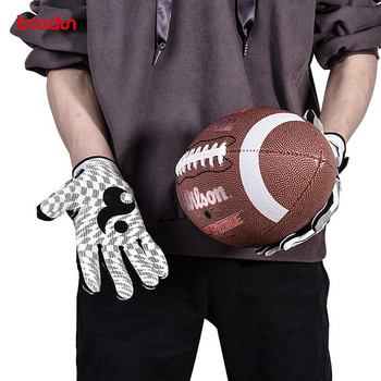 Boodun 1 чифт ръкавици за ръгби, цял пръст, противоплъзгащ гел, бейзболни ръкавици за американски футбол, спортни ръкавици на открито за мъже, жени