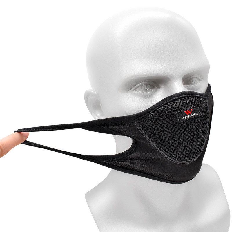 WOSAWE Breathable Cycling FaceMasks City Riding Sports Dustproof Mouth Full Cover Shield Mesh Filter Dust Training Face Mask