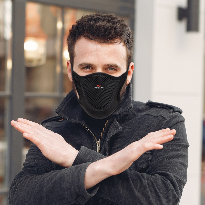 WOSAWE Breathable Cycling FaceMasks City Riding Sports Dustproof Mouth Full Cover Shield Mesh Filter Dust Training Face Mask