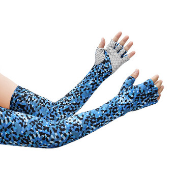 Μανίκια από πάγο με πέντε δάχτυλα Αντηλιακά αναπνεύσιμα μανίκια μπράτσων για υπαίθρια αθλητική ποδηλασία τρέξιμο Cool Silk μπράτσο
