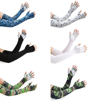Ледени ръкави с пет пръста Слънцезащитни дишащи предпазители за ръце Спорт на открито Колоездене Бягане Хладни копринени ръкави